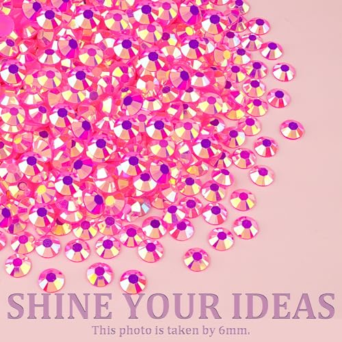 Image of Resin Jelly Rhinestones for Crafting with B7000 Jewelry Glue, 1 Box Hot Pink AB Flatback Crystal with 3Pcs 10ml Glue, Bedazzling Non Hotfix Gems for DIY Tumblers Clothing Shoes Manicure