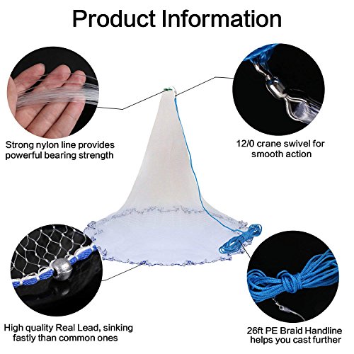 image for Goture Professional Real Lead American Saltwater Fishing Net Heavy Dut