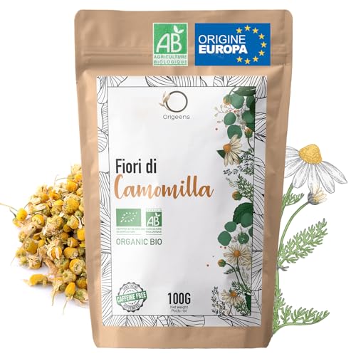 ORIGEENS Infuso Camomilla Bio Origine Europa, 100g | Tisane Sfuse per Dormire e Digerire | Fiori di Camomilla Secchi...
