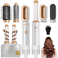 UKLISS 6 in 1 Hairstyler & Haartrockner, Haarstyler Set mit Warmluft Lockenbürste Automatisch, Hair Dryer, Rundbürstenföhn, Warmluftbürste, Haarföhn, Geschenke für Frauen Haarstyling - Weiß