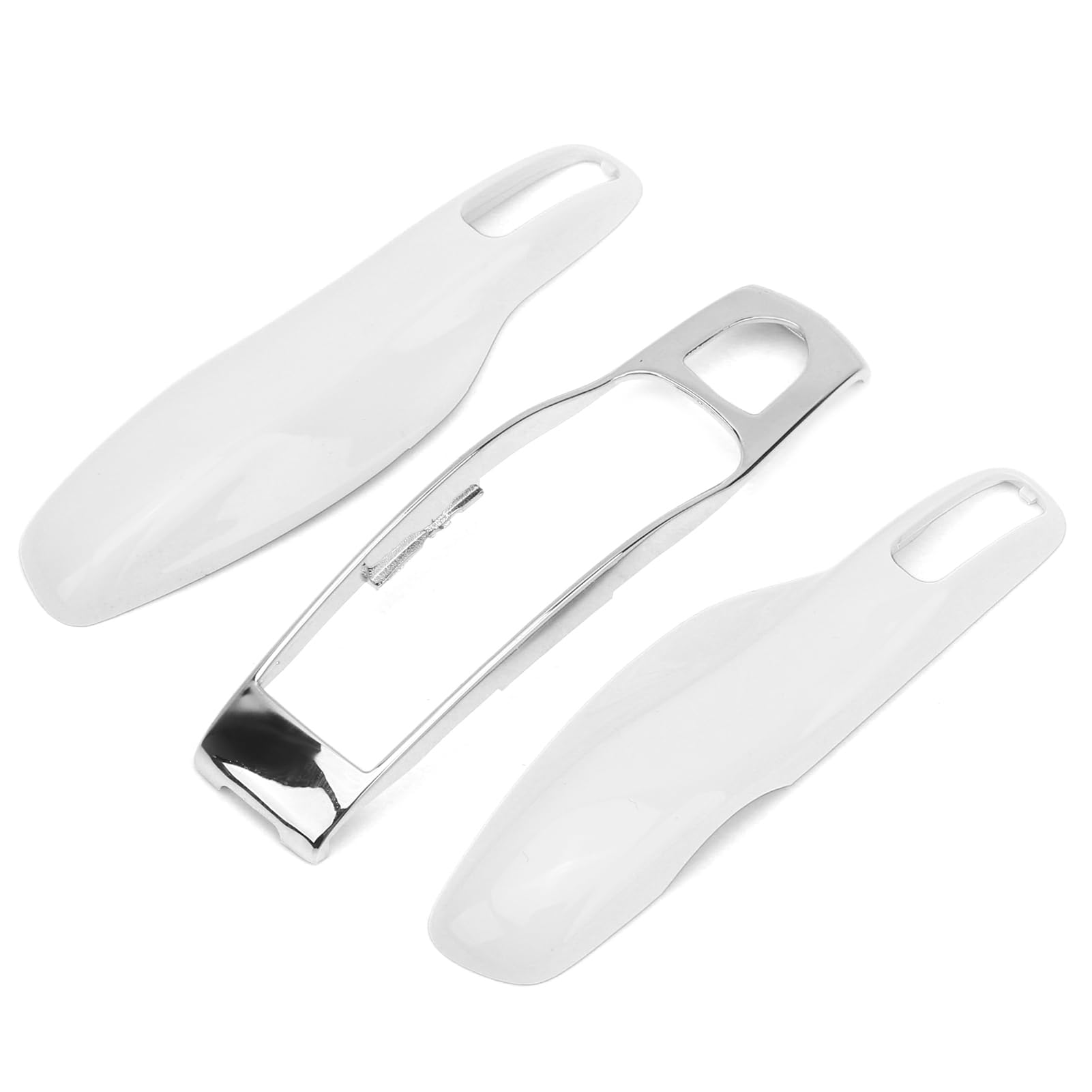 Caso de llave remota-Carcasa de control remoto para coche(Blanco perla + Concha intermedia plateada)