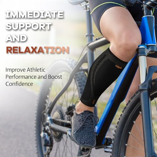 Image of Copper Calf Compression Sleeves for Men Women, Shin Splint Relief, Grip