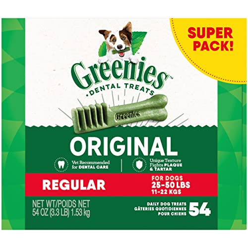Greenies Original Regular Dental Dog Treats, 54 oz. Pack (54 Treats)