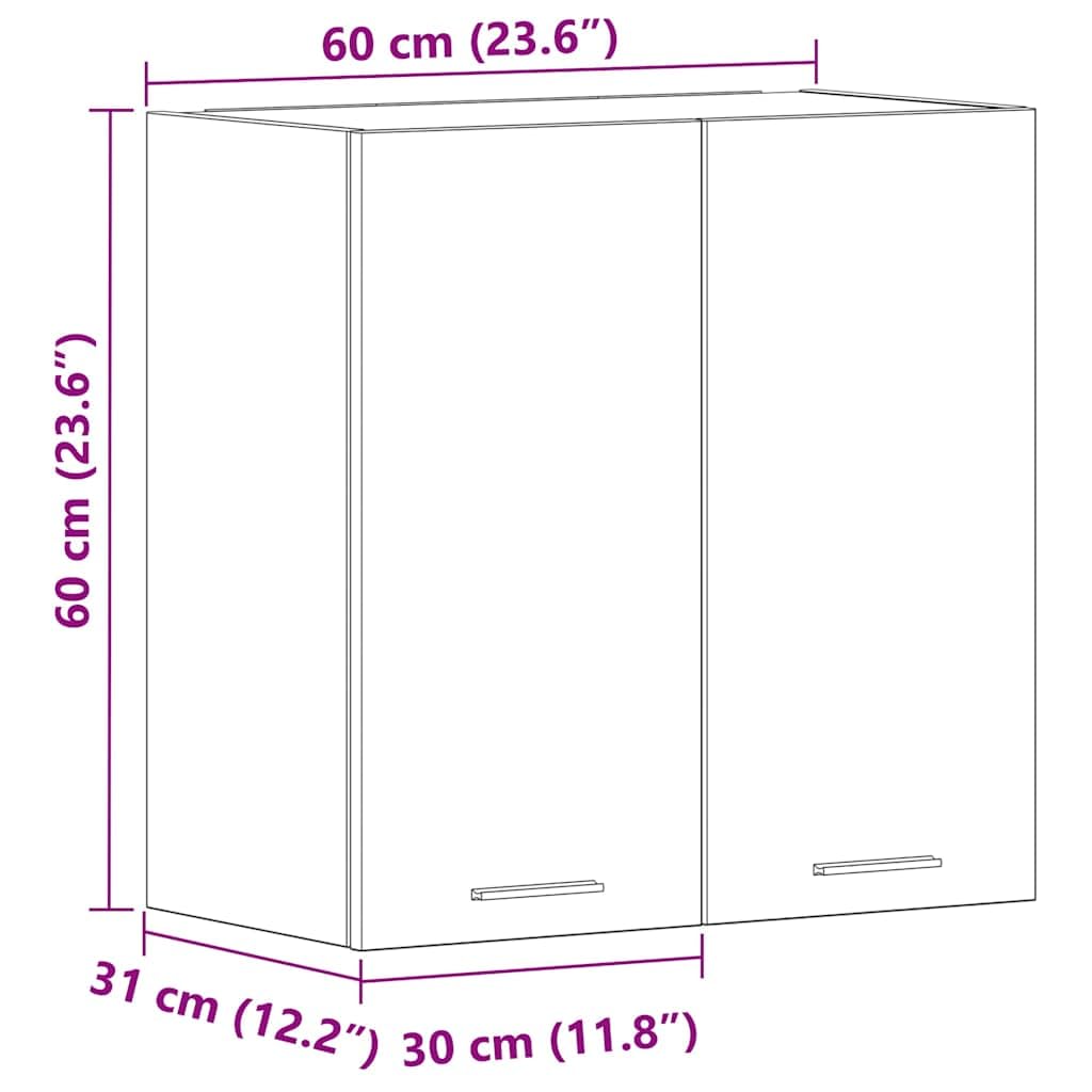 vidaXL Küchenwandschrank Lyon Artisan-Eiche 60x31x60 cm Holzwerkstoff, Wandschrank Küche, Küchenschrank, Wandschrank, Hängeschrank, Oberschrank