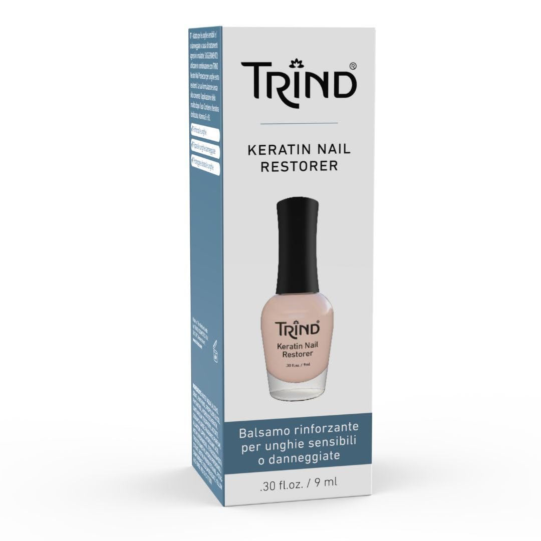 TRIND | Balsamo Rinforzante alla Cheratina | Unghie Sensibili e Danneggiate | Ripara, Protegge, Idrata 1x9ml