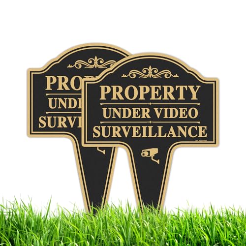 Panneau de surveillance vidéo avec piquet T&R pour extérieur, lot de 2 en aluminium durable