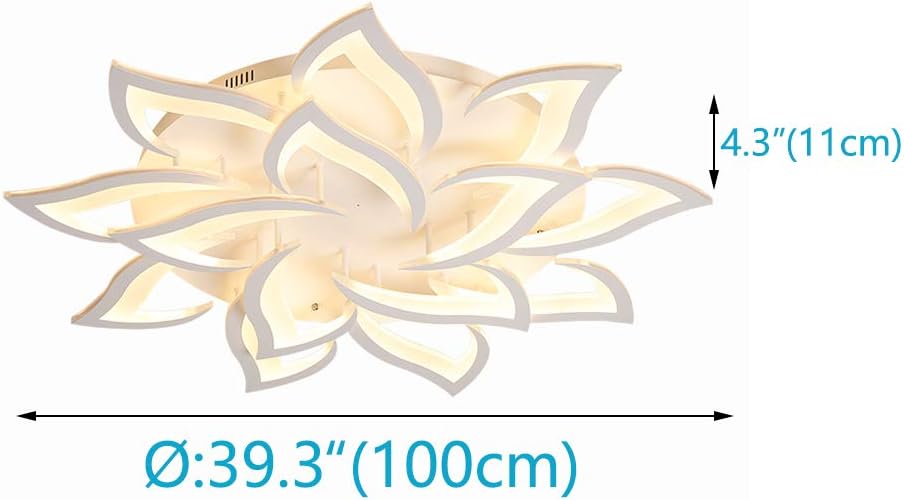 Get Discount 70% Price Phlilqe Dimmable LED Ceiling Light Modern Metal Acrylic with Remote Control Flush Mount Ceiling Lamp Living Room Chandelier Chic Kitchen Hanging Lamp Bedroom Painted Finish Pendant Lighting(39.3“)