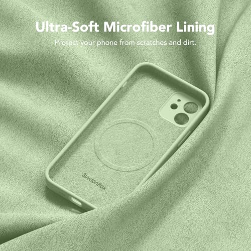 Image of Magnetic for iPhone 12 Case, Compatible with MagSafe, [Full Camera Protection][Screen Protector] Silicone Shockproof Protective Phone Case for iPhone 12 6.1 inch, Matcha