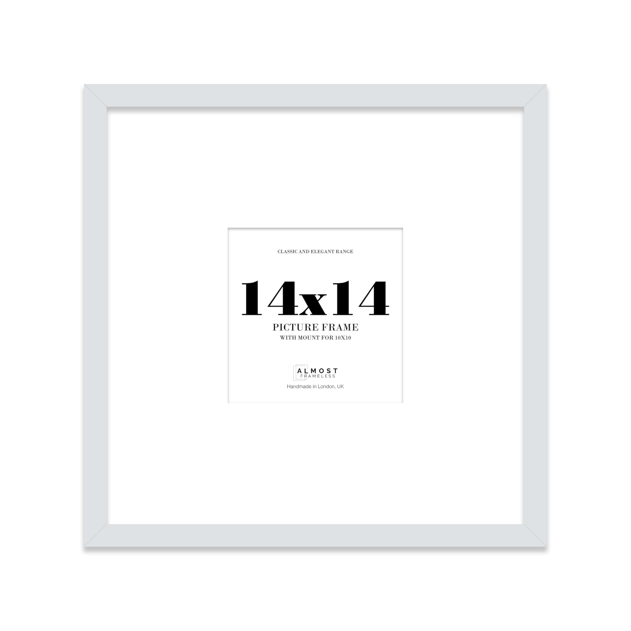 14x14" Square Picture Frame, Display Pictures 10x10" With Mat or 14x14" Without Mat, Wall Hanging & Free Standing Photo Frame, Light Grey, 1 Pack