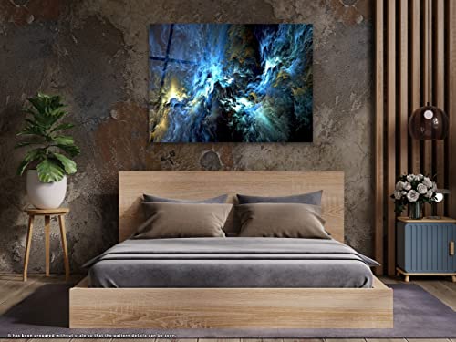 Cosmic Storm Abstract Tempered Glass Wall Art Frameless Modern Contemporary Large Decor Floating Glass Printing For Your Home Living Room Bedroom Or Office Walls Ready To Hang #TOP4