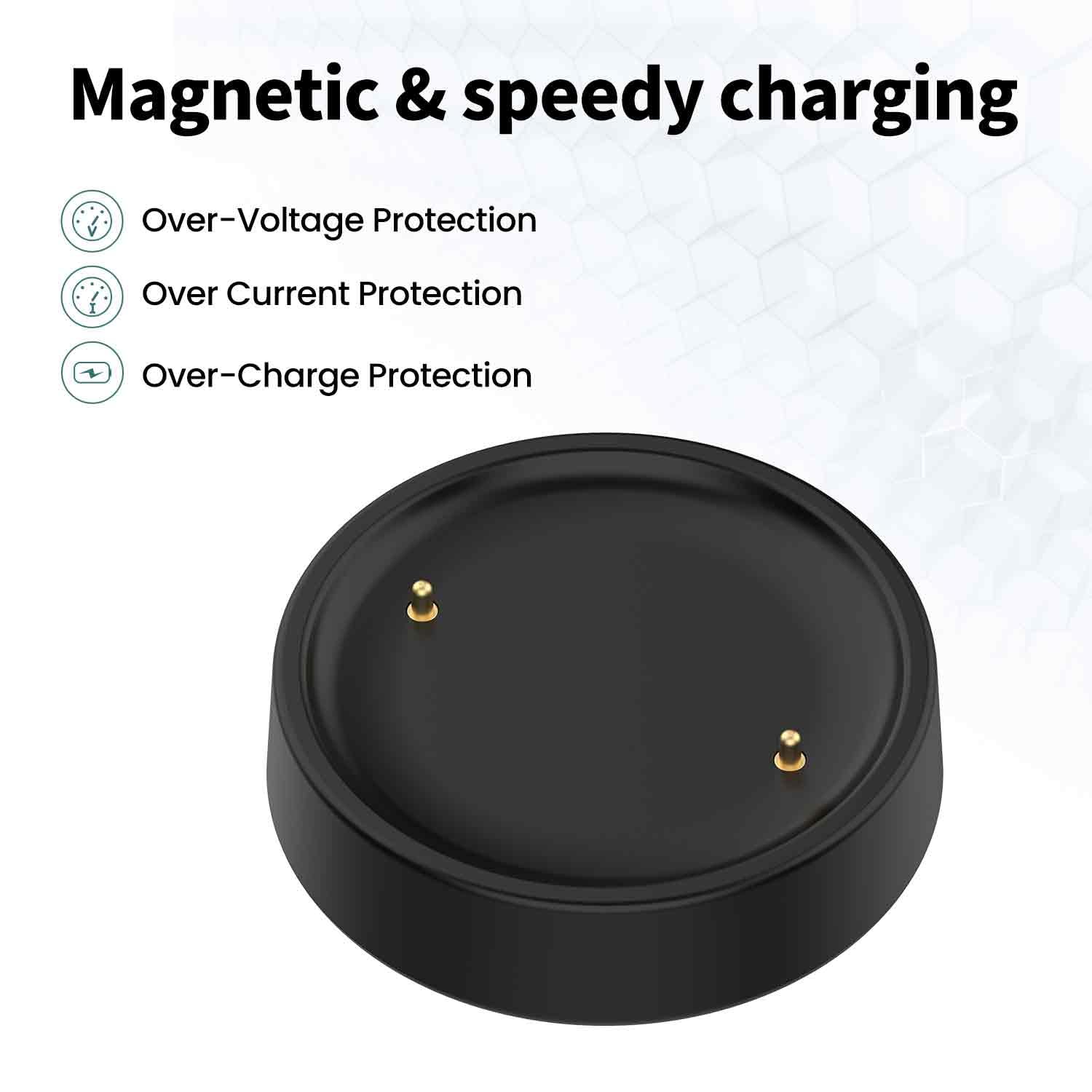Compatible avec le chargeur Amazfit Bip 6, chargeur de station d'accueil de type C, base de charge de rechange pour Amazfit Active 2 Smartwatch Accessoires (noir + noir)