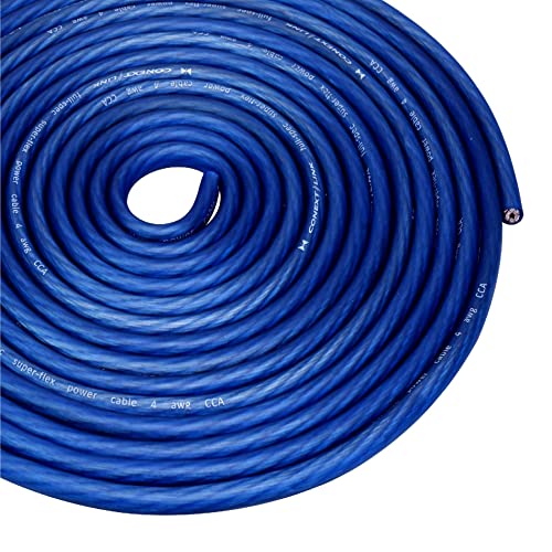 Conext Link 10 ft 4 GA Gauge AWG Car Amplifier Battery Power Cable Ground Wire CCA Frost Blue （10832）