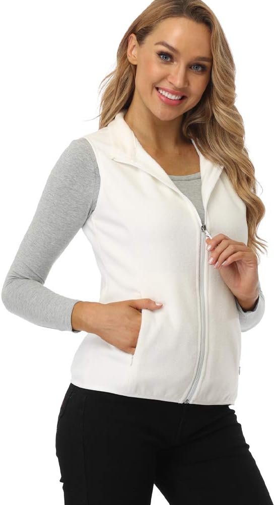 Fuinloth Women's Fleece Vest, Polar Soft Sleeveless Classic Fit with Zip up Pockets - Image 2