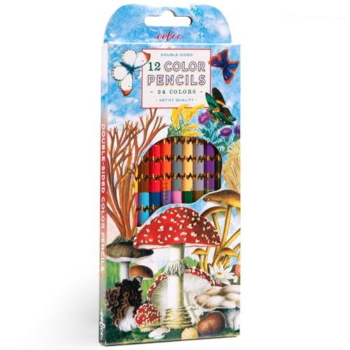 eeBoo: Mushroom Double-Sided Colored Pencils – 12 Pencils, 24 Rainbow
