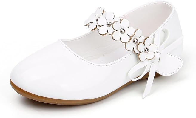 Lisianthus Girls White Floral Mary Jane Shoes Footwear