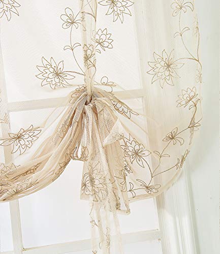 Molaxhome Roman Curtain Window Shades Sheers 46X63Inch Rod Pocket, Embroidery Balloon Curtains Drapes 1 Panels For Kitchen Room (46X63Inch, Flower) #TOP6