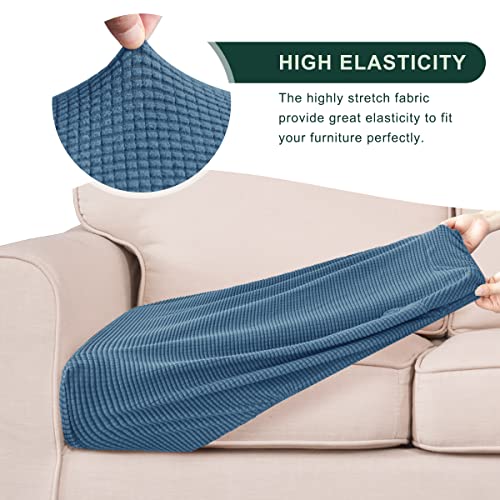 Chun Yi 3Pc Stretch Couch Cushion Covers, Sofa Seat Slipcovers Suitable For Armchair Loveseat Sofa With Spandex Jacquard Fabric(3Pc,Denim Blue) #TOP2