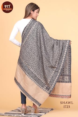Image of KTI Women stylish multicolor embroidered woolen shawl