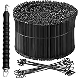 Cunno 1001 Pcs Double Loop Rebar Wire Bar Ties 6 Inch 16 Gauge Rebar Wire with Automatic Twister Tying Tool for Securing(Black)