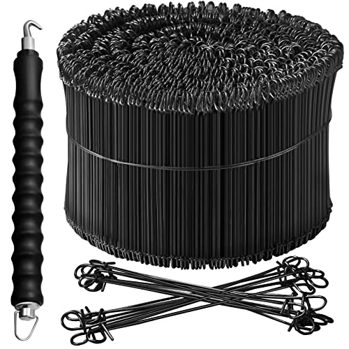 Double Loop Reinforcing Steel Bar Wire Bar Ties 6 Inch 16 Gauge Tie Wire with Automatic Tie Wire Twister Tie Tool for Securing and More (Green, 1001 Pcs)