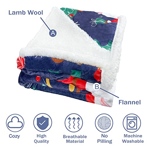 Christmas Throw Blankets,Sherpa Blanket,Blue Weighted Soft Fleece Blanket,Fuzzy Fluffy Soft Cozy Blanket Flannel Blanket Wool Plush Blanket For Couch Bed Sofa Xmas Gift For Family Friends #TOP2