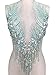 Lace Applique 3D Beaded Embroidered Floral Rhinestone Trim Patches Great for DIY Neckline Bodice Wedding Bridal Prom Dress A2AB (A, Mint)