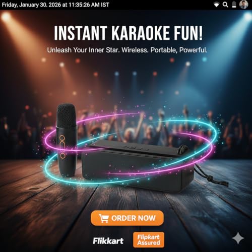 Image of PerfX Trending Wireless Karaoke Speaker with Mic,10W Output,TWS & Type C Fast Charging 8 W Bluetooth Speaker