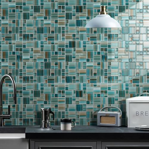 VividCraftX 4 Sq.Ft Premium 6mm Glass Mosaic Pool Tile, Dual-Size Square Pattern for Shower & Kitchen Backsplash, Waterproof for Spa & Waterline (Aegean Coastal Mix) by VividCraftX - Image 7