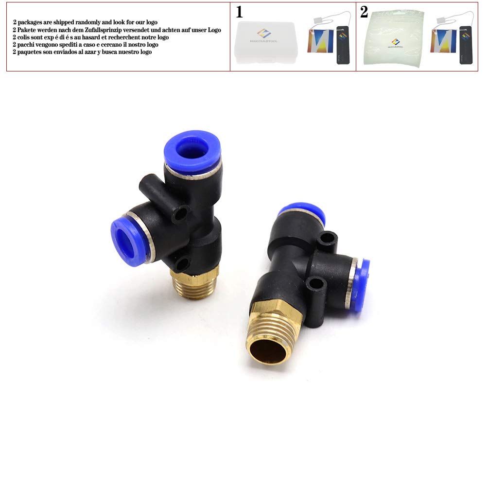 PD'' Pneumatic Fittings 4mm to 12mm Hose Tube 1/4'' 1/8'' 3/8''1/2''BSP Male Thread T Shape Tee Air Connector Pipe Coupler,8mm OD Hose,1/4''