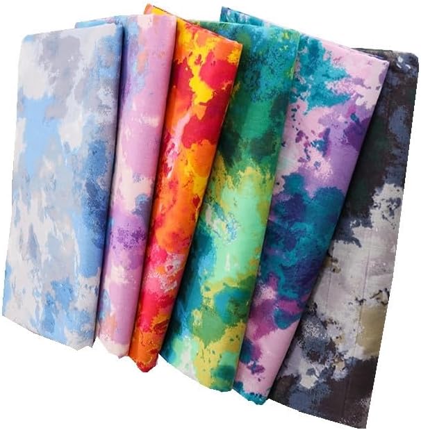 Cotton Fabric 50 x 50 cm Fabric Package - Patchwork Fabrics Package for Sewing & Quilting, DIY Fabric Scraps Cotton Fabrics Sold by the Metre, Fabric Squares Various Patterns (6-Tie Dye Mix)