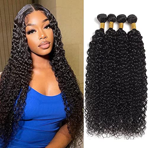 Vallbest Brazilian Human Hair Bundles Water Wave (24 26 28 30 Inch) 10A Bundles Human Hair 100 Percent Unprocessed Weave 4 Bundles Virgin Human Long Hair Natural Color Hair Extensions
