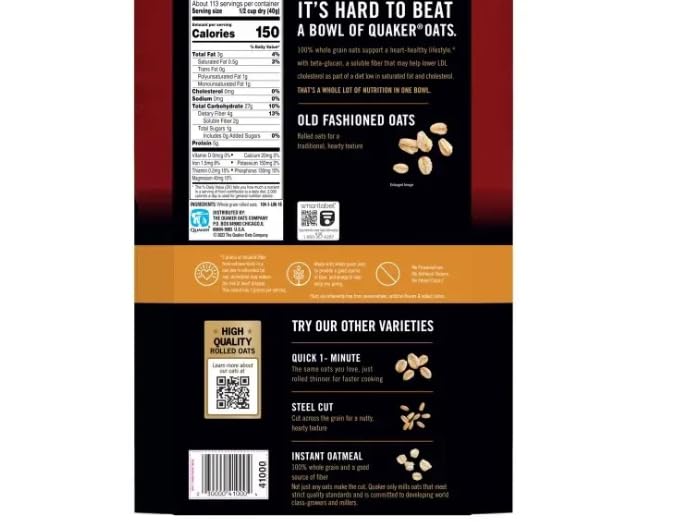 Avena en Hojuelas Old Fashioned Whole Grain 10 lbs (1 Pack) miniatura 2