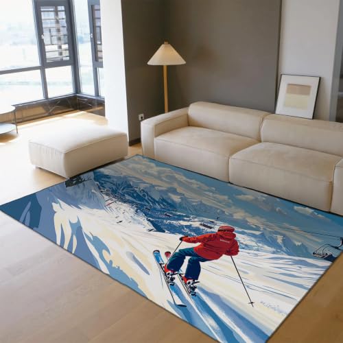 Tapis de ski antidérapant et lavable en flanelle douce