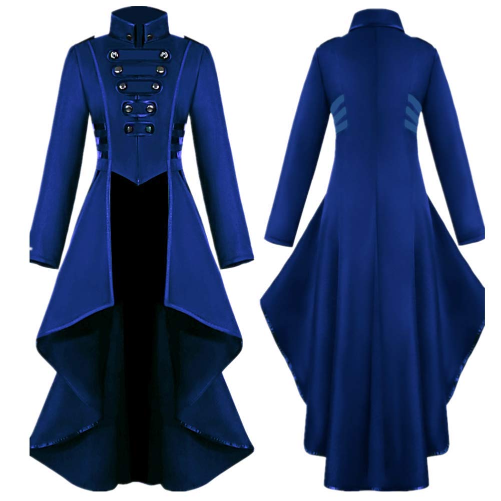 2019 Year Women's Steampunk Vintage Tuxedo Lapel Victoria Dress Halloween Costume