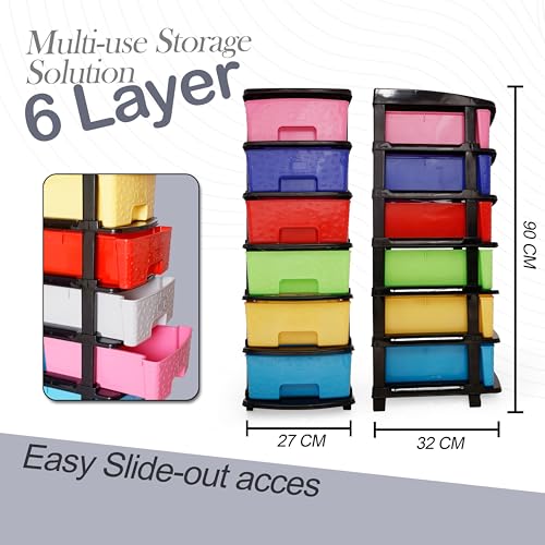 Image of Plastic Modular Drawer Storage Chest Of Drawers Organizer Storage Box, Large Stomo Racks For Multipurpose Anti-slip Shoes Organizers (Multi, 6 Layer)