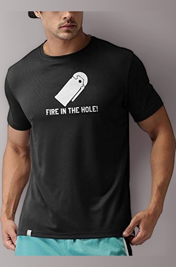 Unisex Designer | Fire in The Hole T-Shirt | Counter-Strike T-Shirt | CS T-Shirt |Game t-Shirt | Miracle of Sound T- Shirt | Battle Royale Mode T-Shirt| -Black