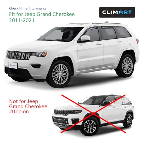 Image of CLIM ART in-Channel Incredibly Durable Rain Guards for Jeep Grand Cherokee 2011-2021, Original Window Deflectors, Vent Deflector, Vent Window Visors, Dark Smoke Car Accessories, 4 pcs - 611032LPf