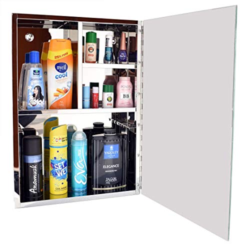 Plantex-Bathroom-Mirror-CabinetStainless-Steel-304-Grade-Bathroom-Organizer-CabinetBathroom-Accessories-Chrome14-X-20-Inches Plantex Bathroom Mirror Cabinet/Stainless Steel 304 Grade Bathroom Organizer Cabinet/Bathroom Accessories (Chrome,14 X 20 Inches)