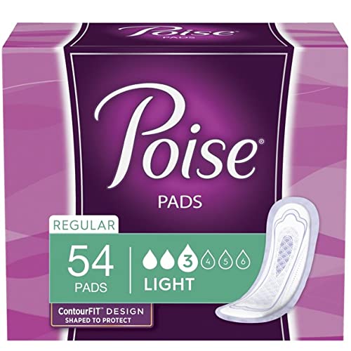 Poise Pads Women's Light - Regular Postpartum Incontinence Pads, 54 Count (2 Pack of 54 CT | 108 CT Total)