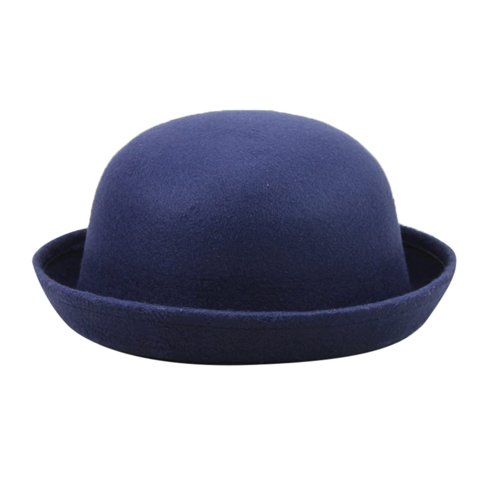 Générique 2024 Nuevo - Elegante Adultos Sólido Sombrero Remanso Borde Panamá Melón Sombrero Cubo Sombrero Hombres Mujeres Clásico Lana Redonda Melón Sombreros Gorra Invierno Blanco