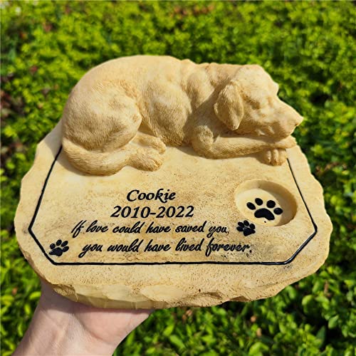 Somiss Dog Memorial Stones Garden Stones,Personalized Dog Grave Markers Headstones With A Sleeping Puppy On The Top, Dog Sympathy Stones Remembrance Gifts For Outdoor Patio Or Lawn, 8"×7"×3.5" #TOP5