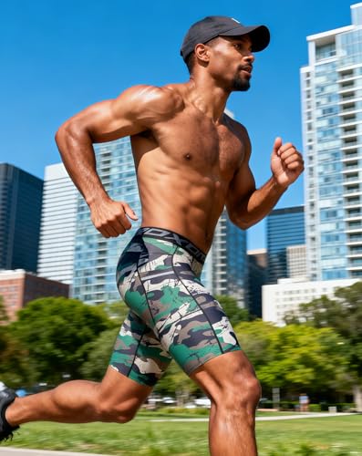 Image of Compression Shorts Men Spandex Sport Gym Shorts Athletic Workout Running Tights Training Underwear