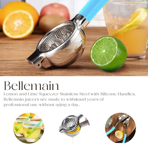Image of Bellemain Citrus Juicer | Metal Lemon Squeezer | Lime and Lemon Juicer Stainless Steel with Silicone Handles | Manual Juicer, Citrus Squeezer, Hand Held Juicer | Bar Juicer for Bartender (Light Blue)