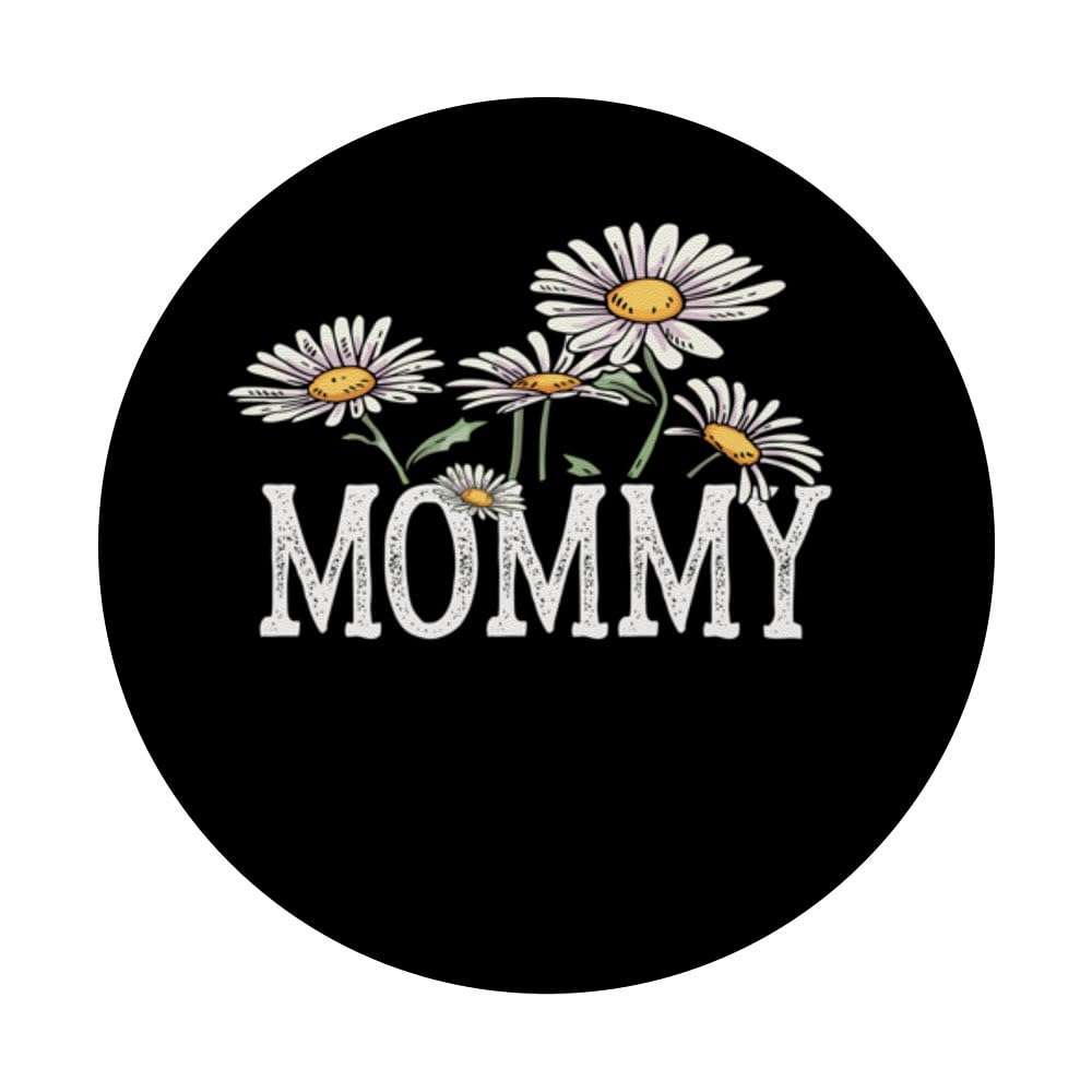 Mommy Floral Chamomile Design Mother's Day Gifts Mommy PopSockets Swappable PopGrip, Black - Image 3
