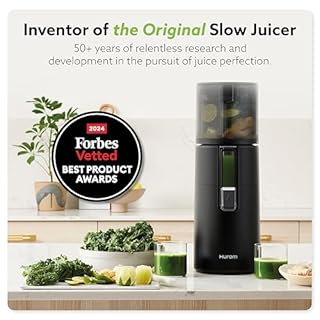 Hurom H400 Easy Clean Slow Juicer in White - Hands Free Hopper Fits Whole Produce | Quiet Motor | BPA Free | Easy Assembly | Cold Press Masticating Juicer