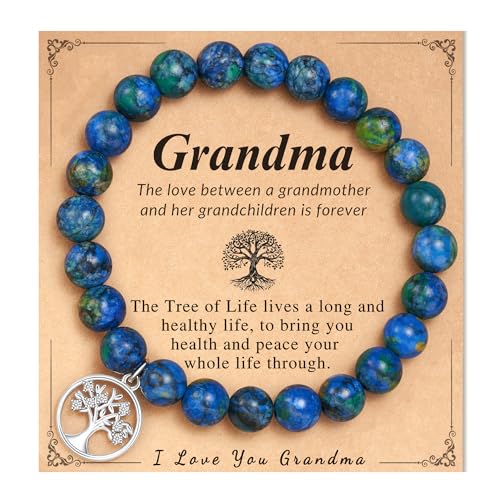 Bracelet arbre de vie pierre naturelle - Idée cadeau anniversaire mamie