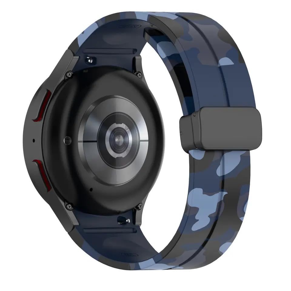 Image of Prolet Silicone Strap with Folding Magnetic Lock Compatible with Samsung Galaxy Watch 4, 40mm /42mm /44mm,Watch 5, 40mm /44mm Watch 5 pro,45mm, Watch 6, 40mm /43mm /44mm Soft Silicone strap (Army Blue)