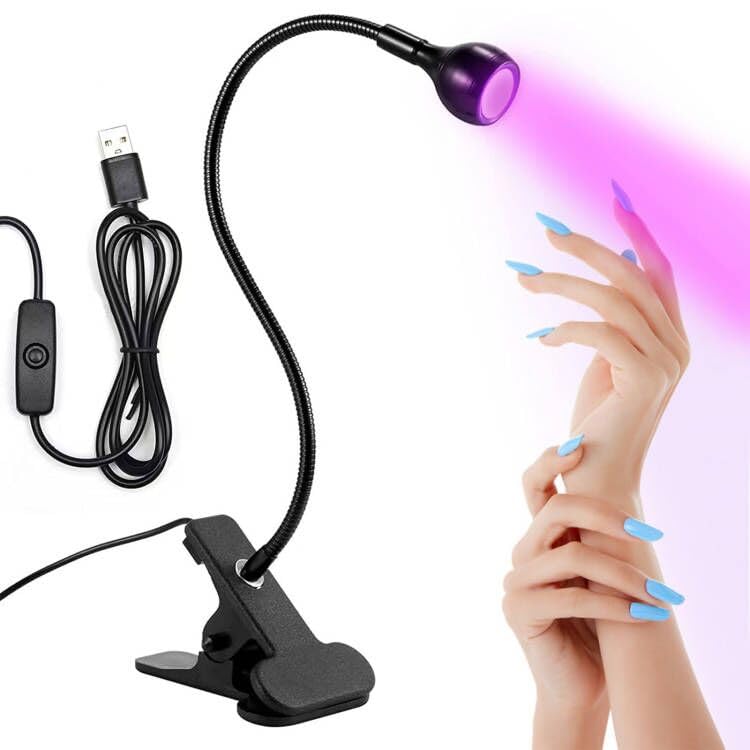 NEOVSUNY UV Lampe für Gelnägel Schwanenhals Flexible Schwanenhals-Led Nägel 3W Mini LED Nagellampe mit Sicherungsclip Drehbarer Nageltrockner Nail Art Nageltrockner zum Aushärten von Nagelkleber