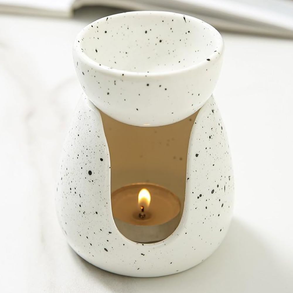 Ceramic Essential Oil Burner Wax Melt Burners - Candle Burner - Wax Melt Warmer Candle Tealight Ceramic Wax Burner for Aromatherapy Oil Diffuser,Home Bedroom Decor Christmas Housewarming Gift