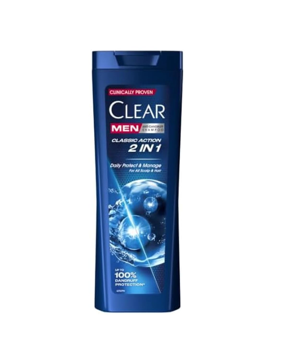 Clear Men Classic Action Shampooing et après-shampoing 2 en 1 anti-pelliculage pour homme 360 ml – Soin quotidien du cuir chevelu avec protection anti-traces et formule après-shampoing pour tous les